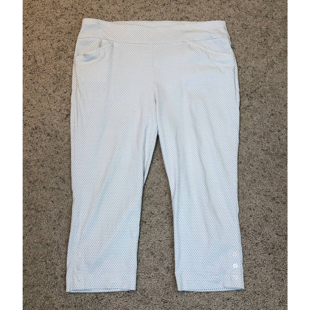 Chico's Capri‎ Pants Polka Dot Womens 2.5 / 14 White Black Button Ankle Pockets